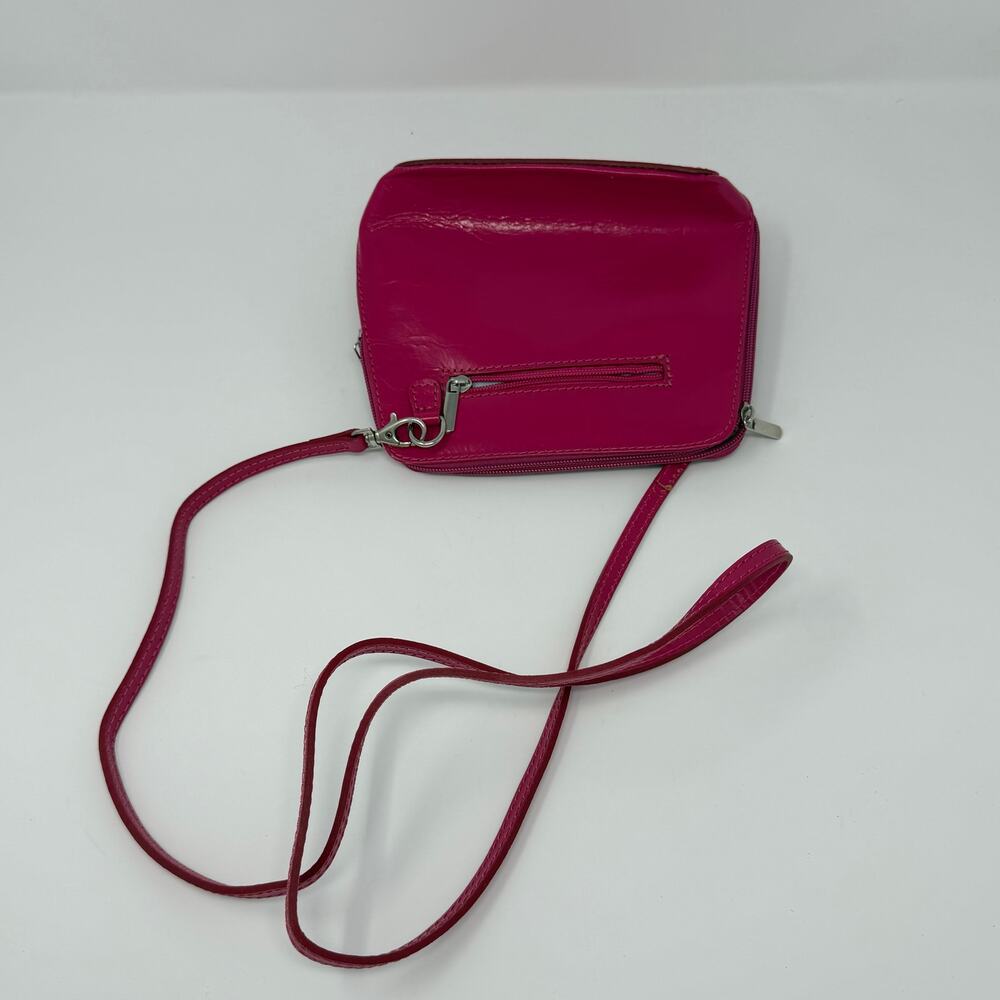 Vera Pelle Crossbody Handbag Italian Leather Hot Pink Italy Minimalist Purse - Picture 3 of 8